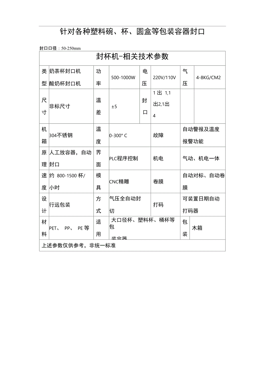 奶茶杯、酸奶杯自动封口机的设计与参数_第3页