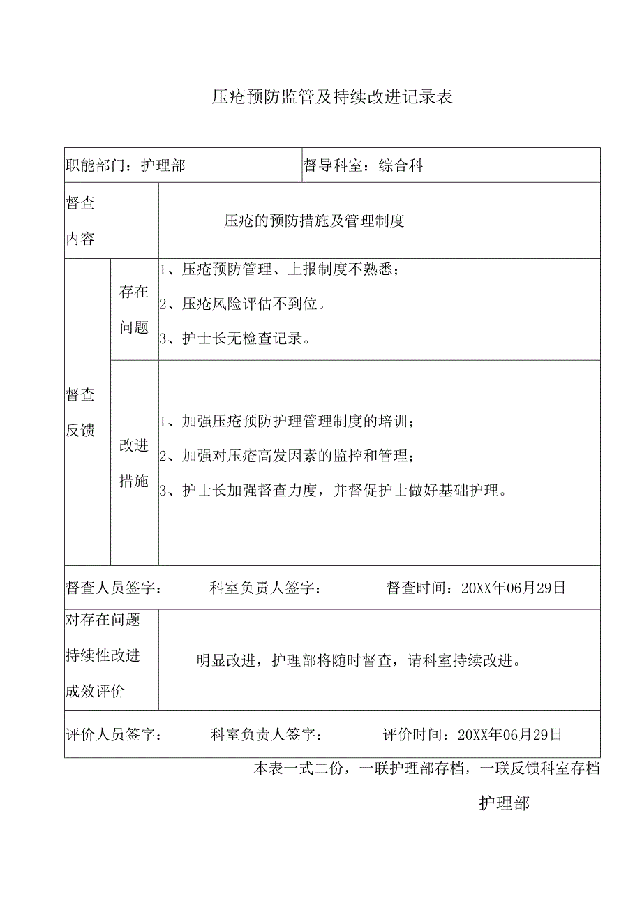 压疮预防监管及持续改进记录表_第1页