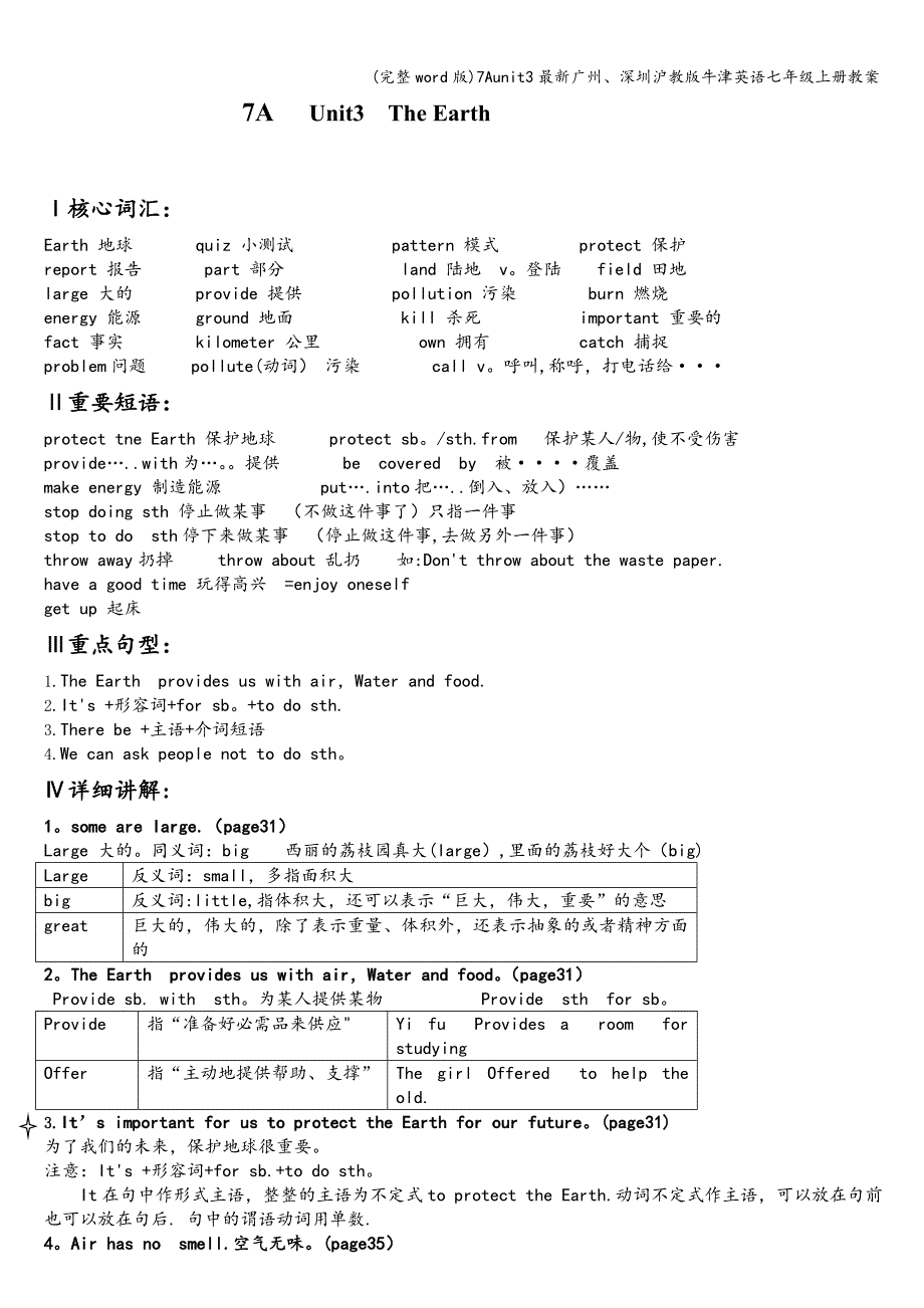 (完整word版)7Aunit3最新广州、深圳沪教版牛津英语七年级上册教案.doc_第1页