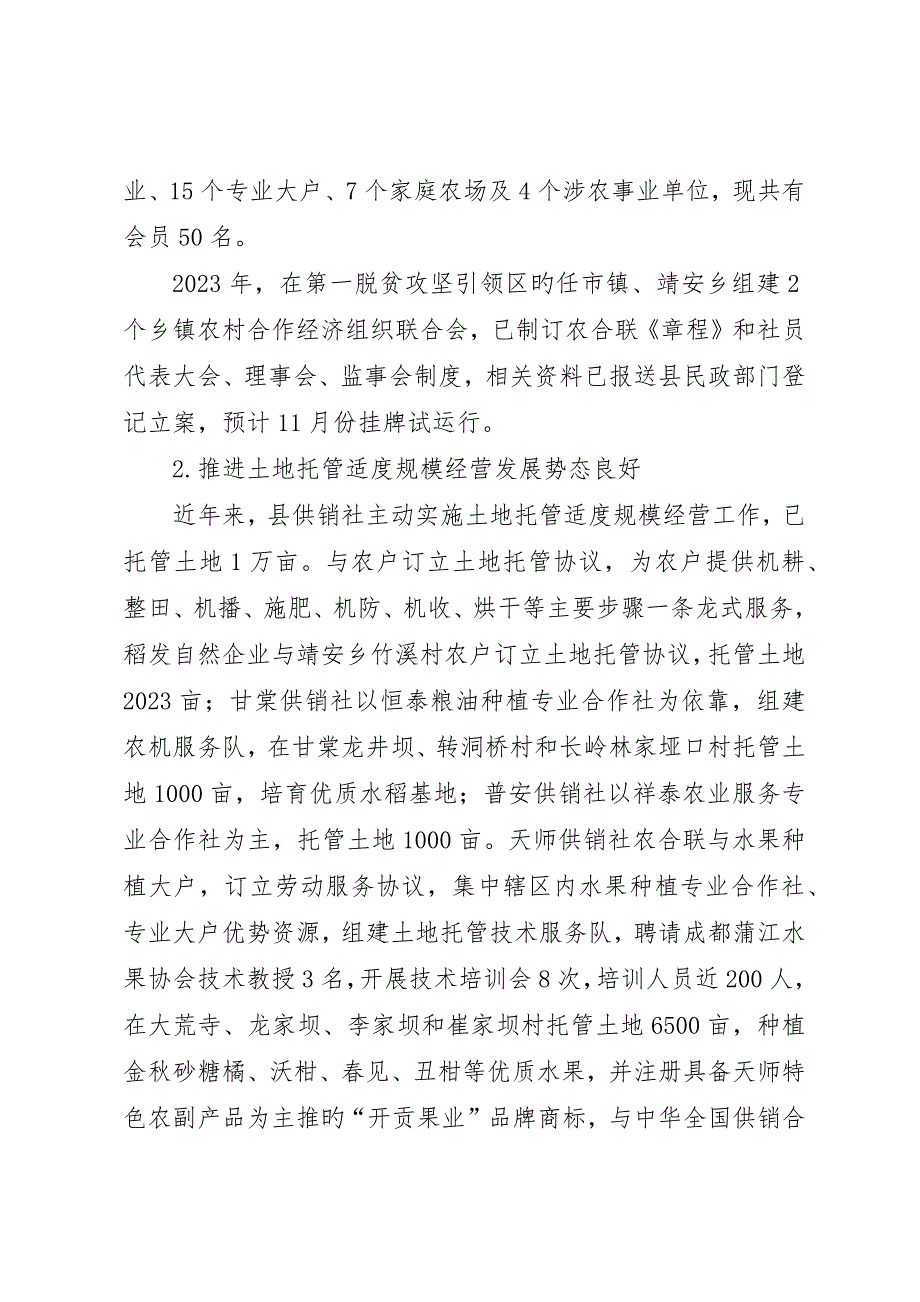 县供销社基层供销社综合改革落实情况的自查报告_第2页