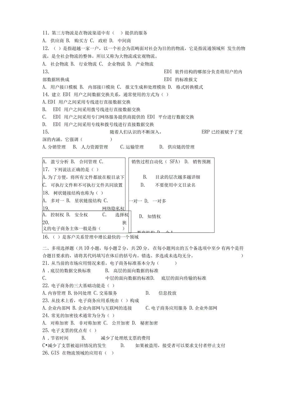 电子商务运营与管理系统全真模拟题一五套_第4页