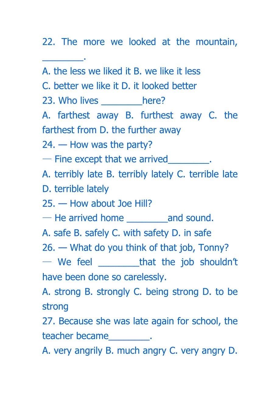 初中英语形容词比较级最高级练习题含答案_第5页