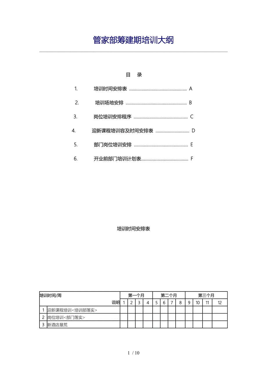 管家部筹建期培训大纲_第1页