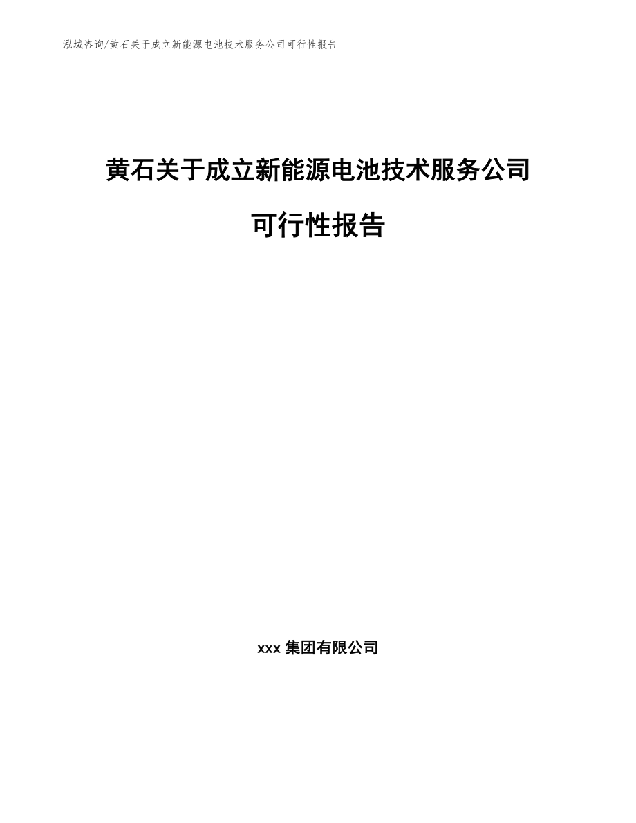 黄石关于成立新能源电池技术服务公司可行性报告（模板范本）_第1页