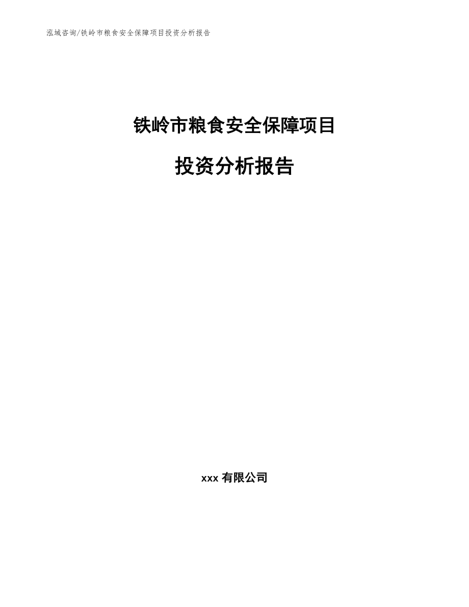 铁岭市粮食安全保障项目投资分析报告_第1页