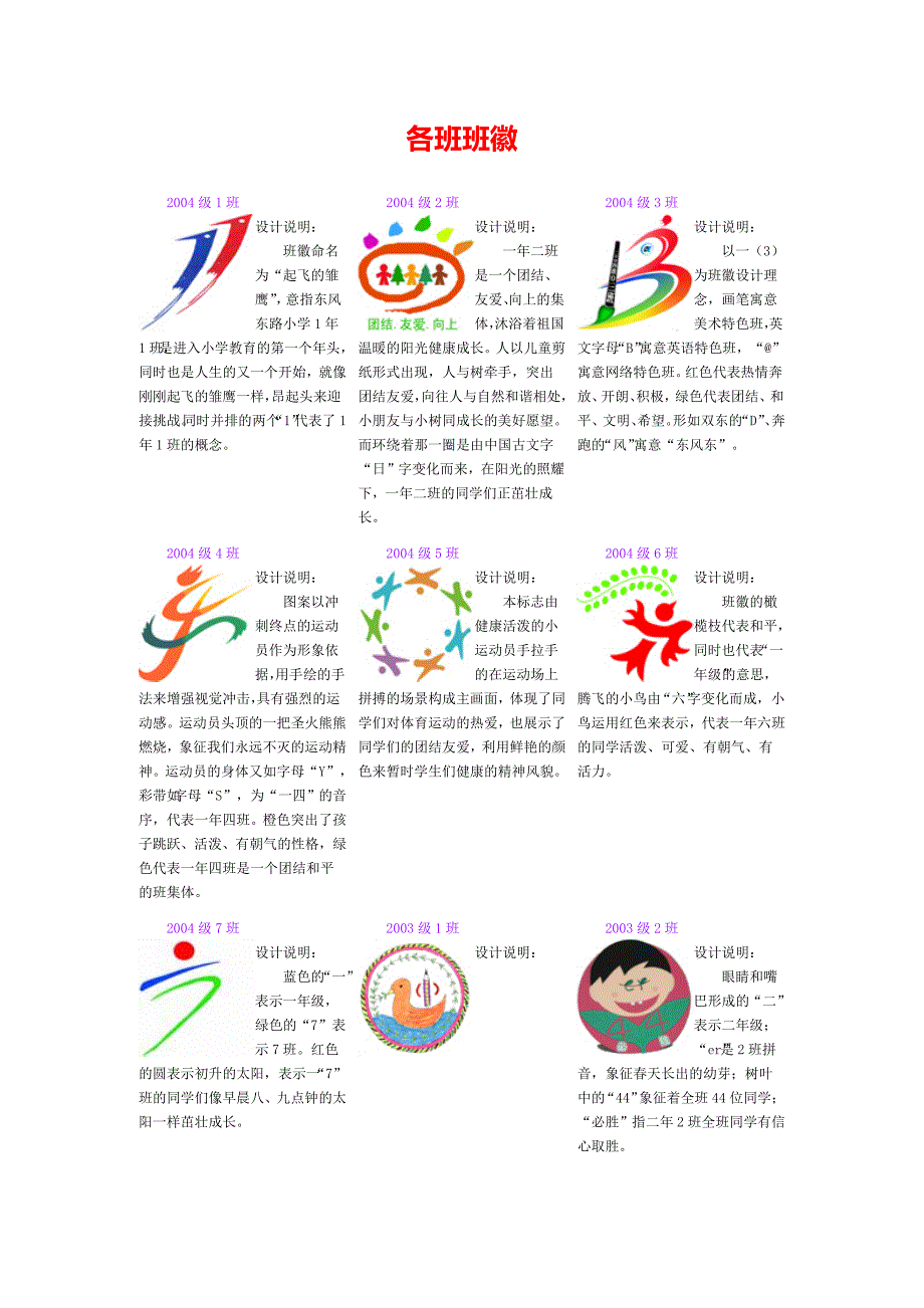 各班班徽(样板)（教育精品）_第1页