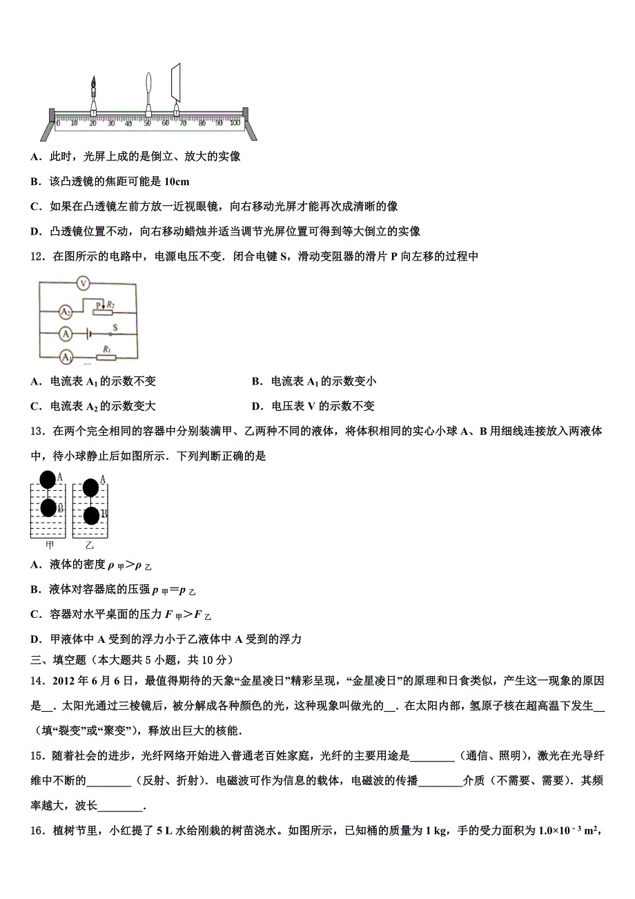 2023届江苏省东台市实验中学教育集团中考四模物理试题含解析_第4页