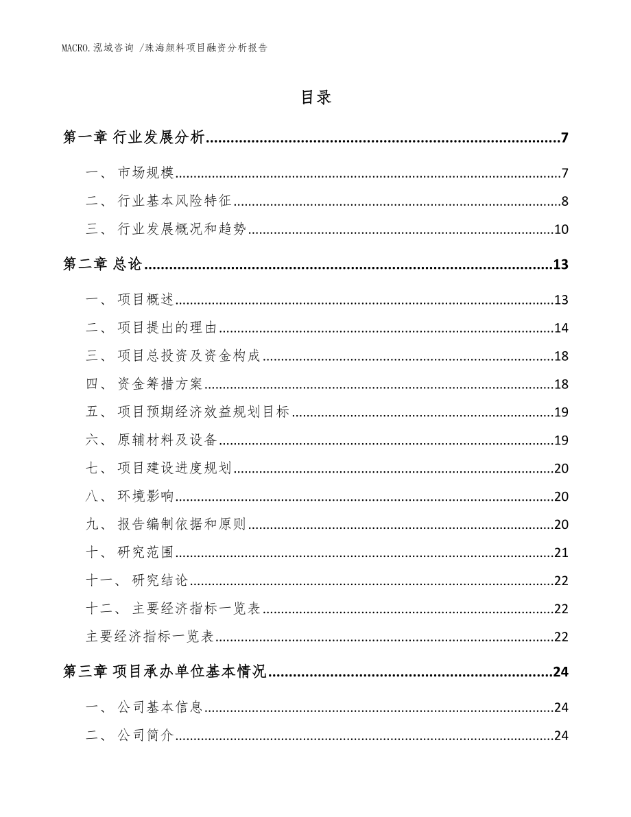 珠海颜料项目融资分析报告_模板_第1页