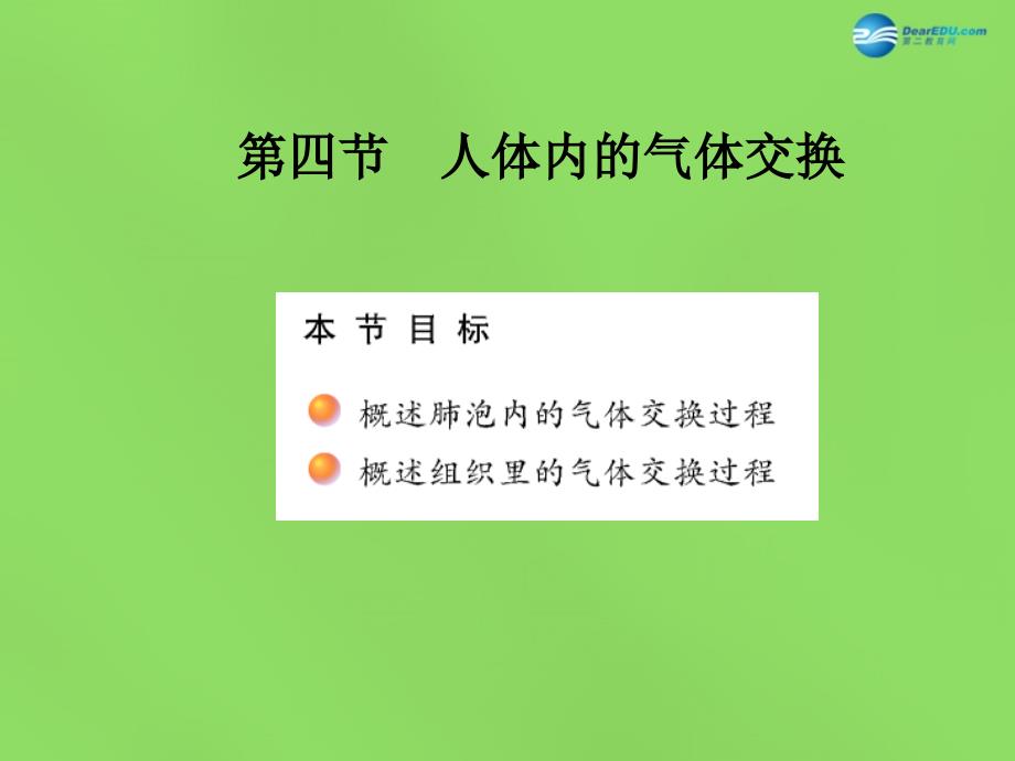 江苏省溧水县孔镇中学七年级生物下册《第十章 第四节 人体内的气体交换》课件 苏教版_第1页