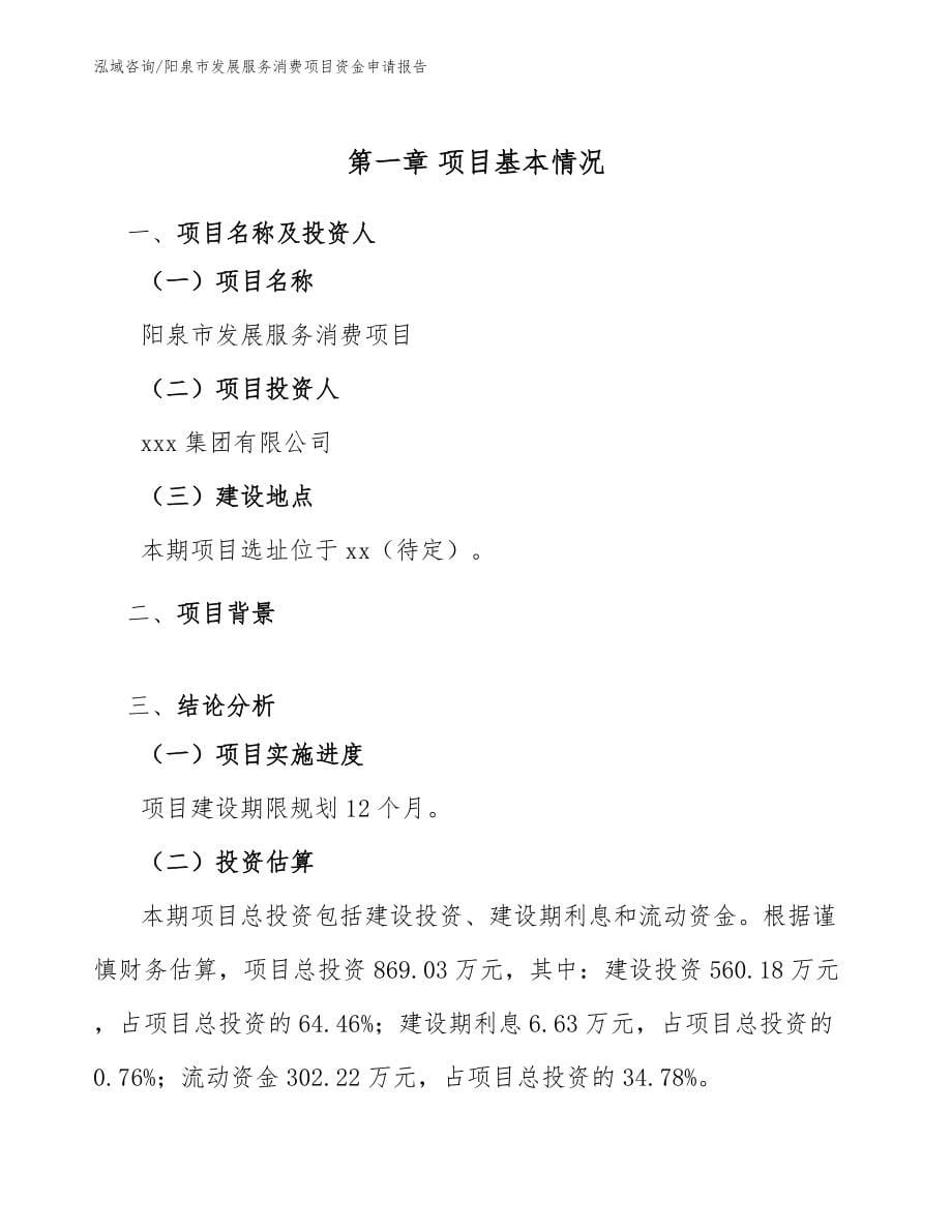 阳泉市发展服务消费项目资金申请报告_范文_第5页