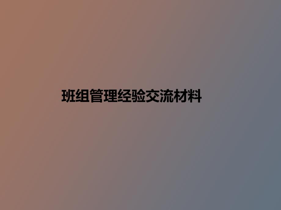 班组管理交流材料_第1页