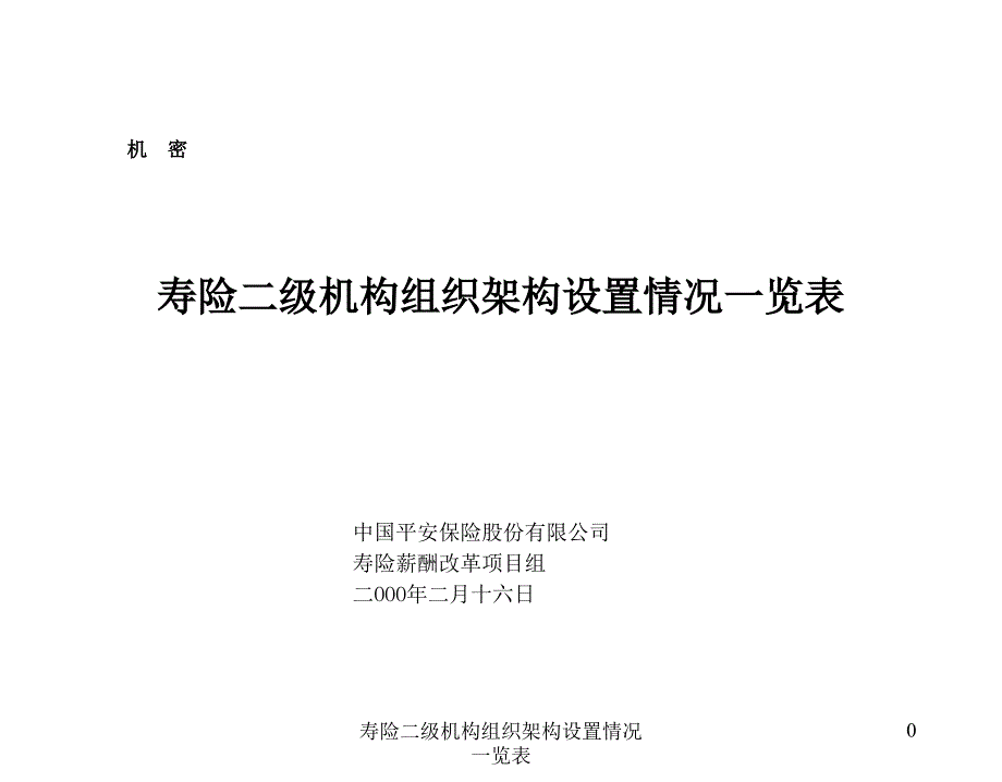 寿险二级机构组织架构设置情况一览表_第1页