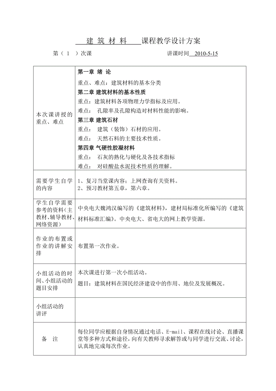 建筑材料教学设计.doc_第1页