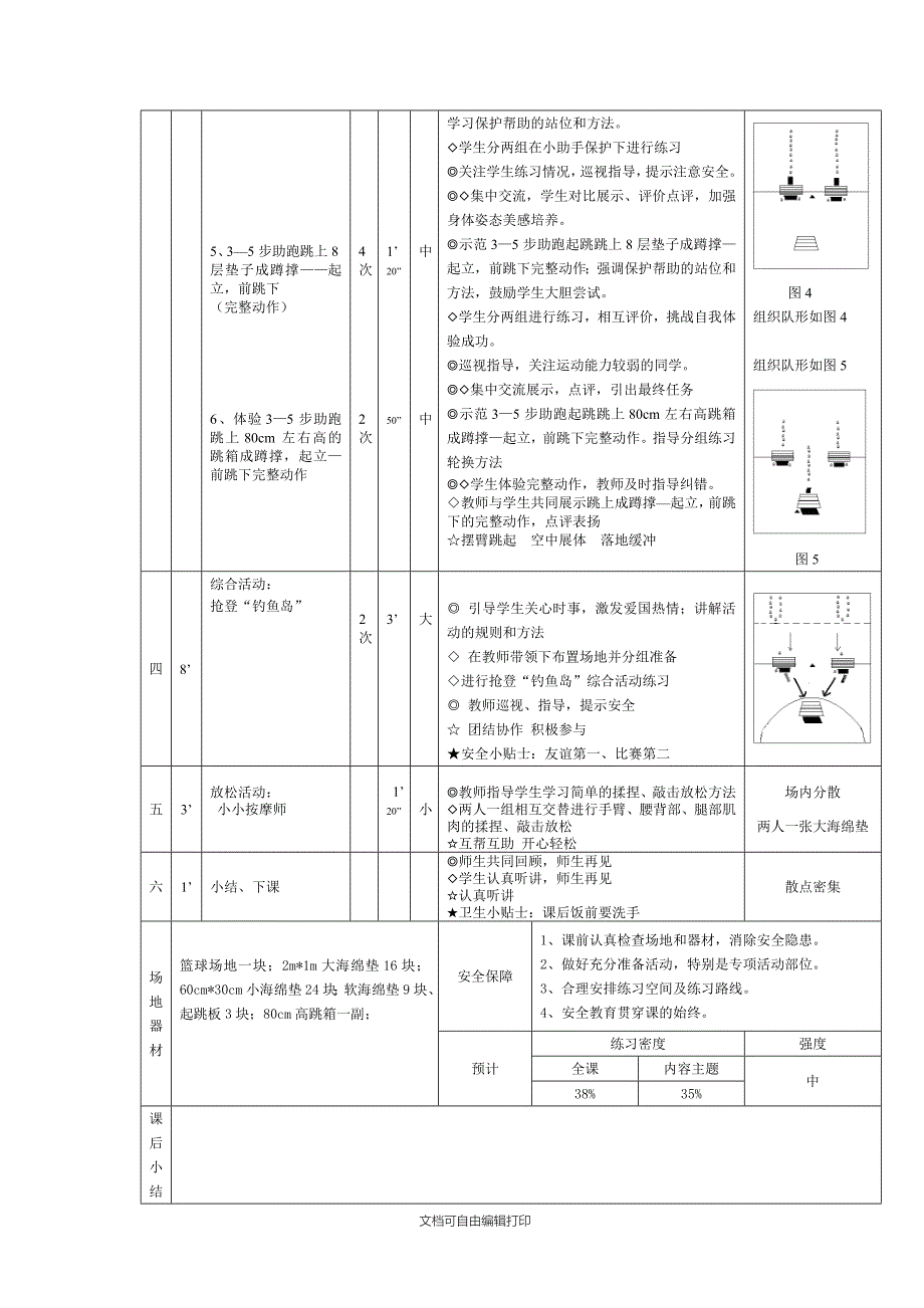 跳上成蹲撑-起立前跳下单元教学流程及课时计划_第4页