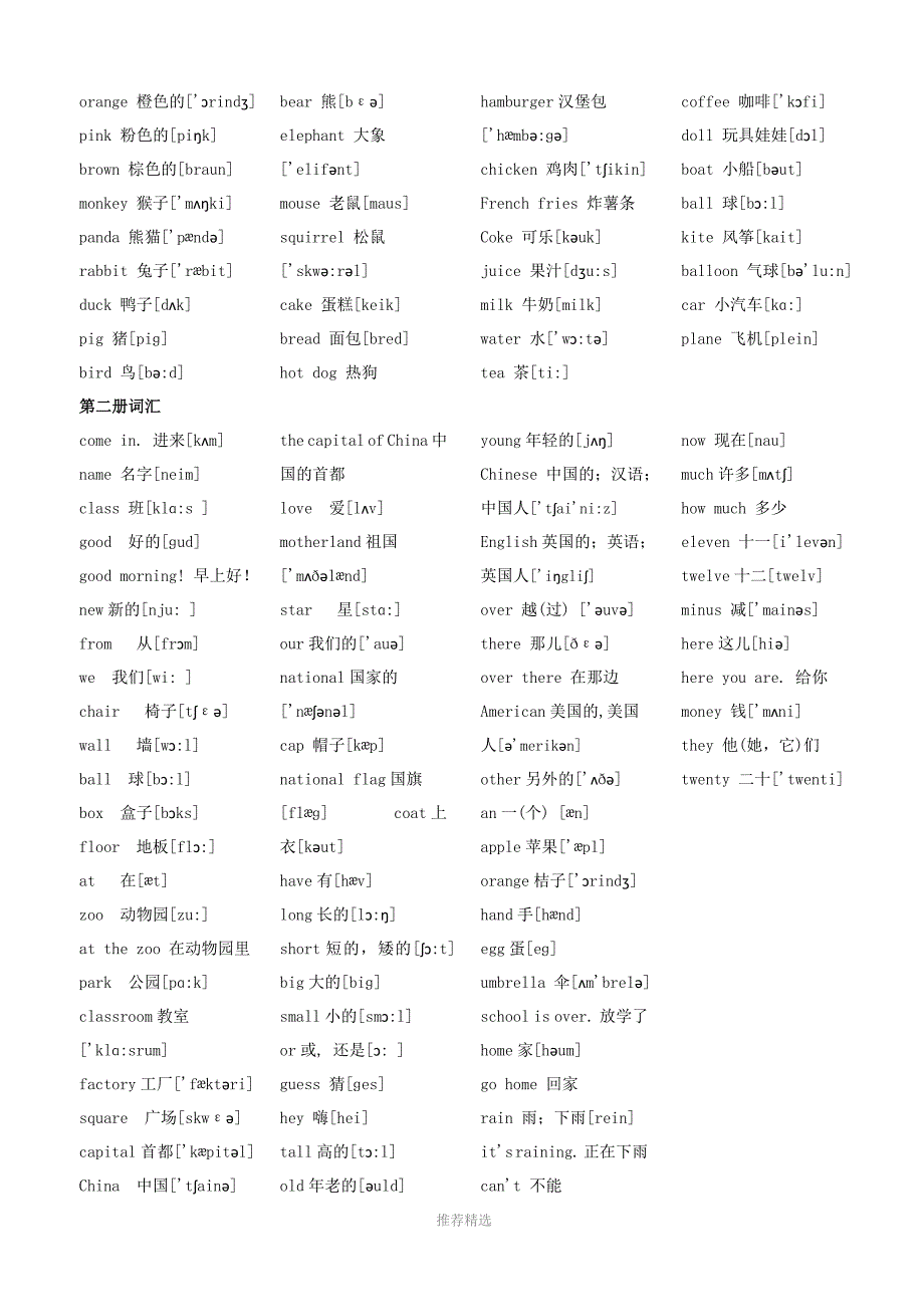 小学英语单词汇总(全部单词附带音标)Word版_第2页