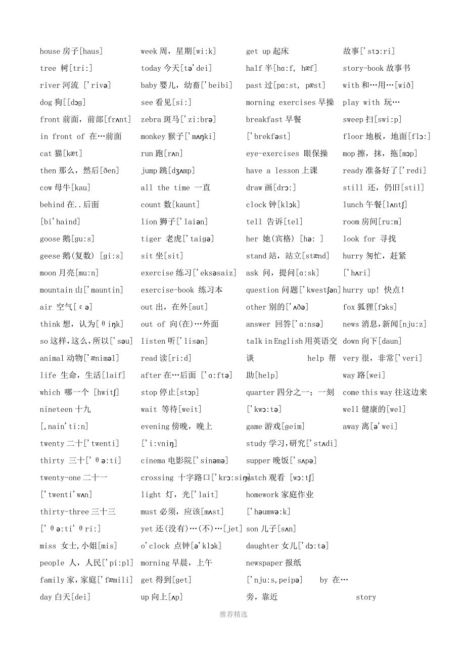 小学英语单词汇总(全部单词附带音标)Word版_第4页