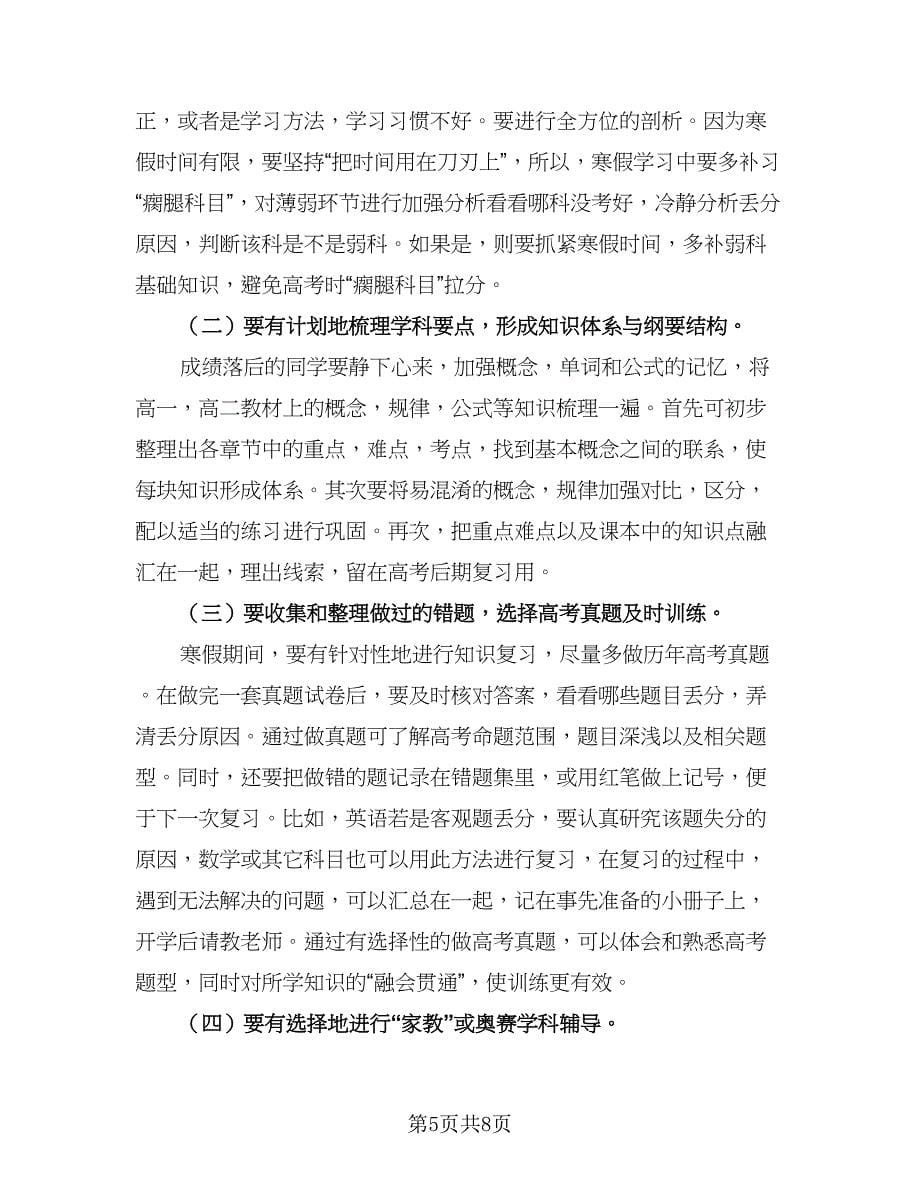 2023高中生寒假学习计划范文（三篇）.doc_第5页