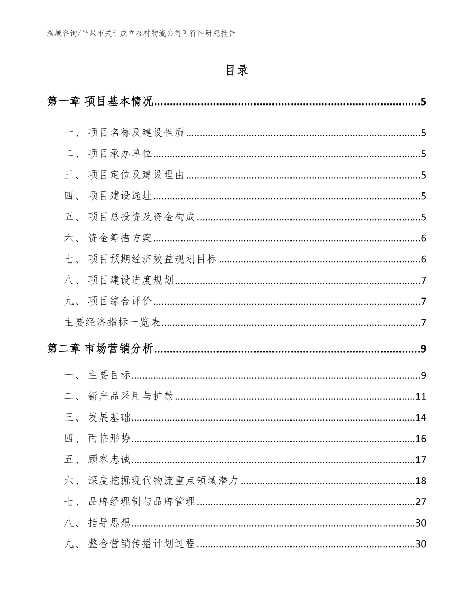 平果市关于成立农村物流公司可行性研究报告（范文模板）_第1页