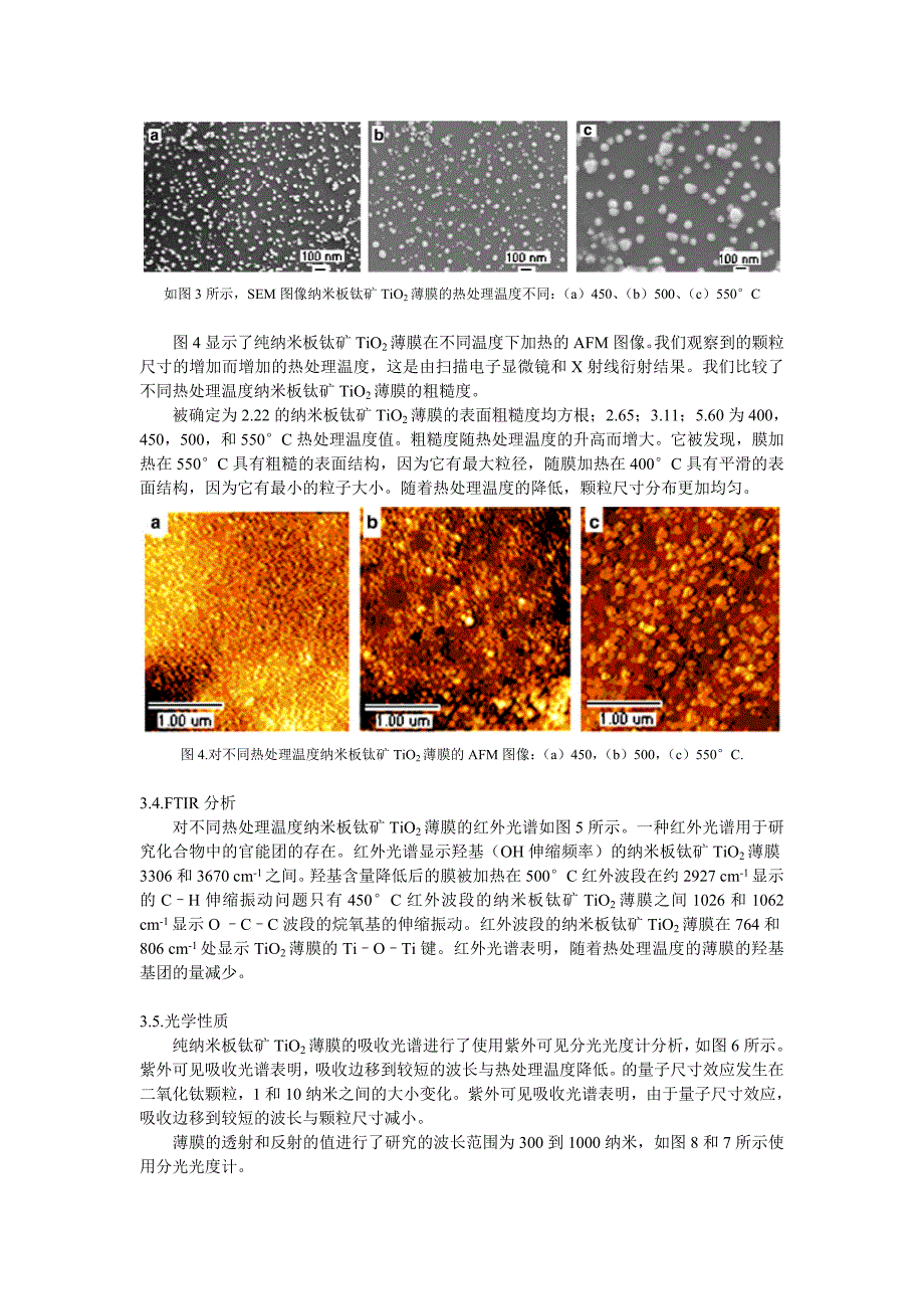 毕业论文——热处理对纳米板钛矿二氧化钛薄膜的溶胶-凝胶法生产粒度的影响_第4页