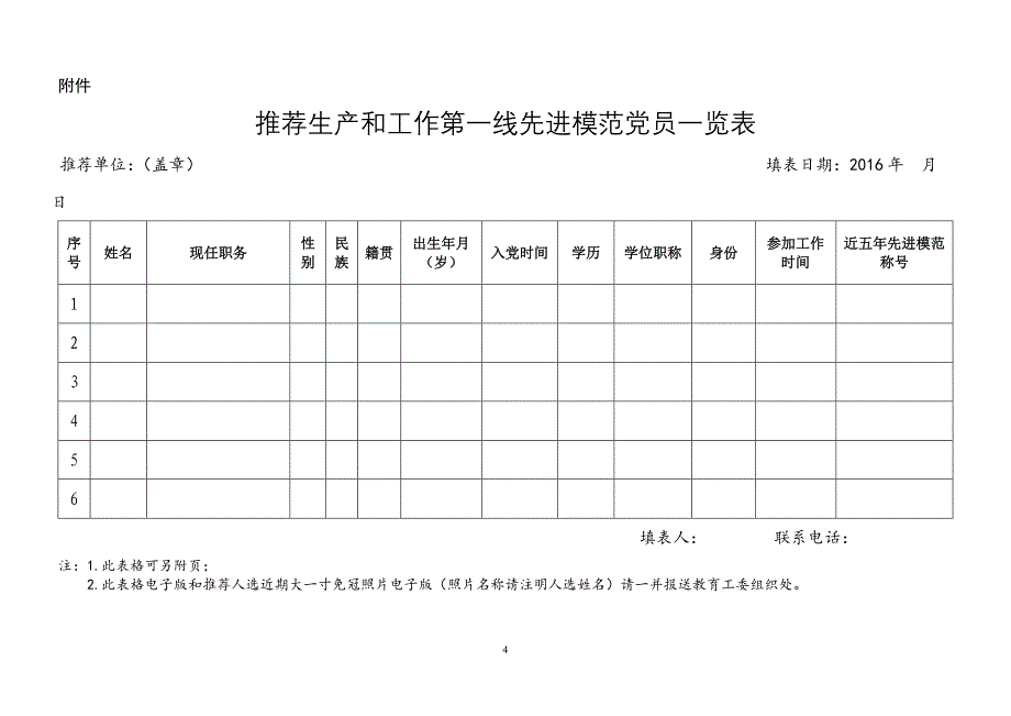 推荐生产和工作第一线先进模范员一览表_第1页