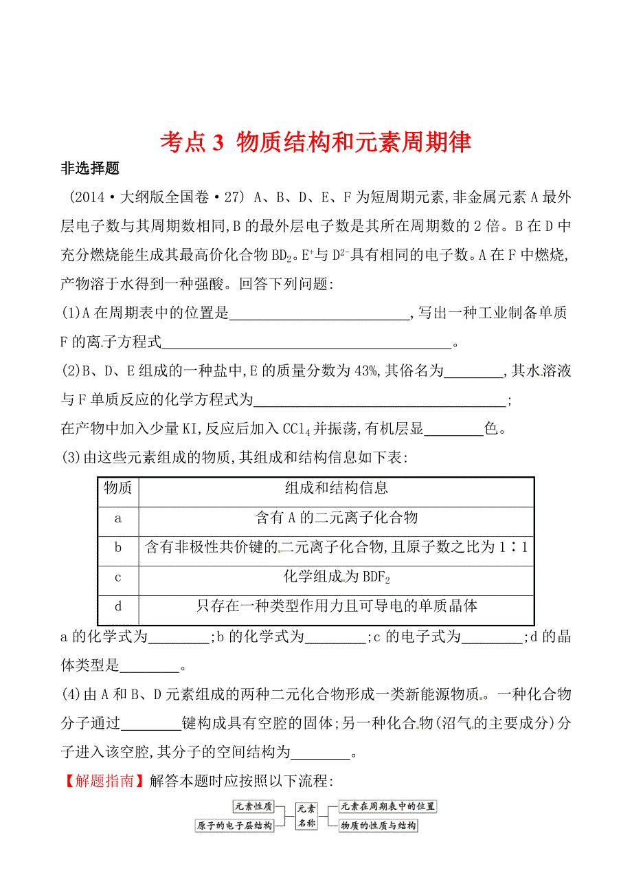 高考化学【考点3】物质结构和元素周期律含答案_第1页