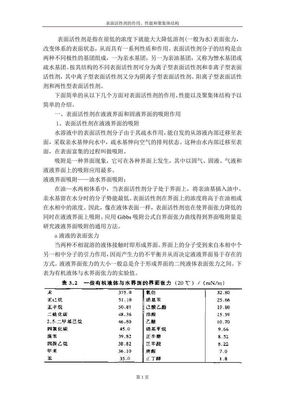 表面活性剂原理及应用课程设计表面活性剂的作用、性能和聚集体结构_第3页