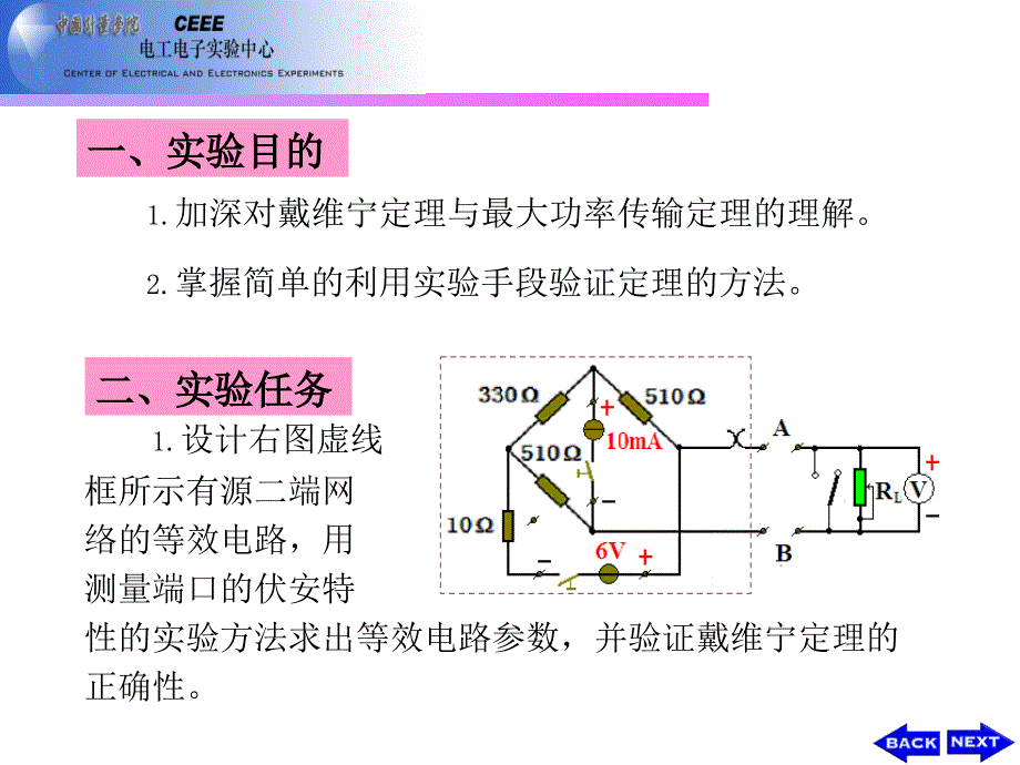 最新实验12戴维宁定理与最大功率传输定理2PPT课件_第2页