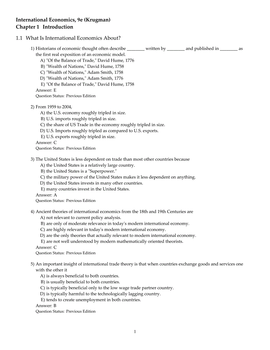 国际经济学练习题：ch01_第1页