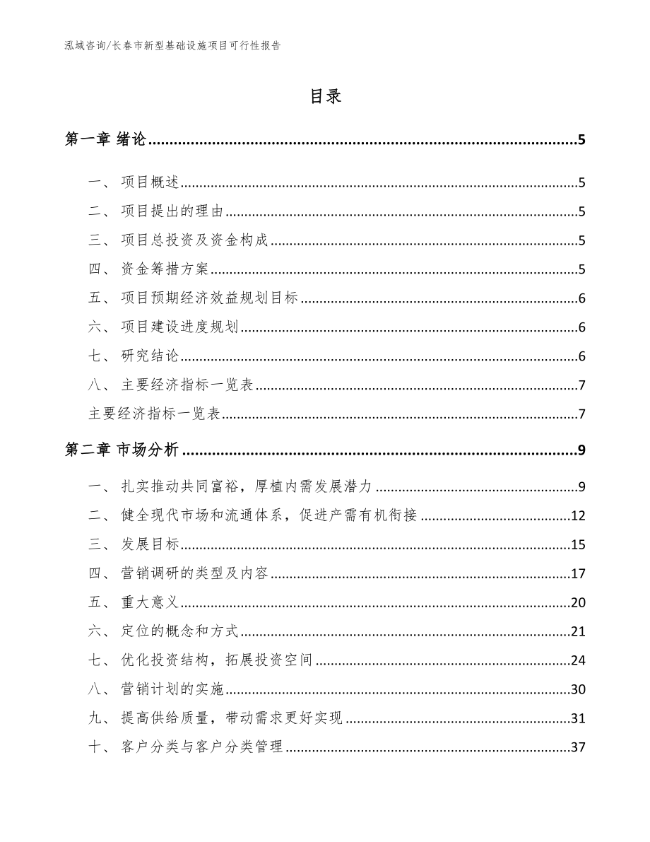 长春市新型基础设施项目可行性报告范文模板_第1页