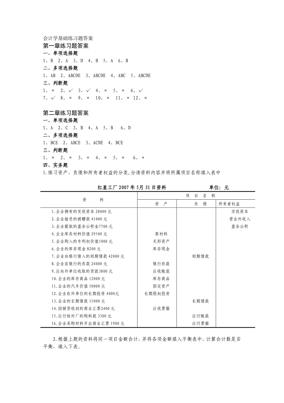 会计学基础练习题答案立信_第1页