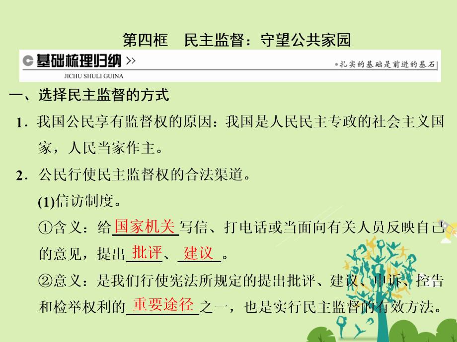 高中政治 第二课 第四框 民主监督：守望公共家园课件 新人教版必修2._第1页