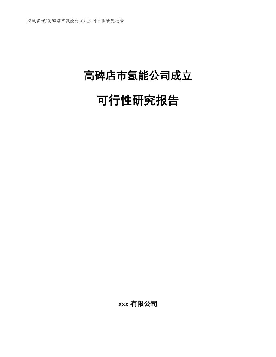 高碑店市氢能公司成立可行性研究报告模板范文_第1页