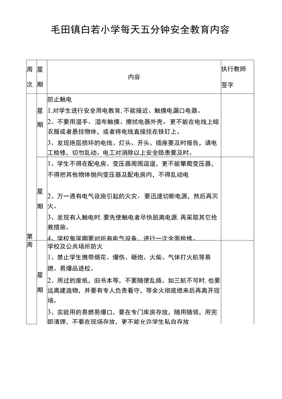 学校每天五分钟安全教育内容_第1页