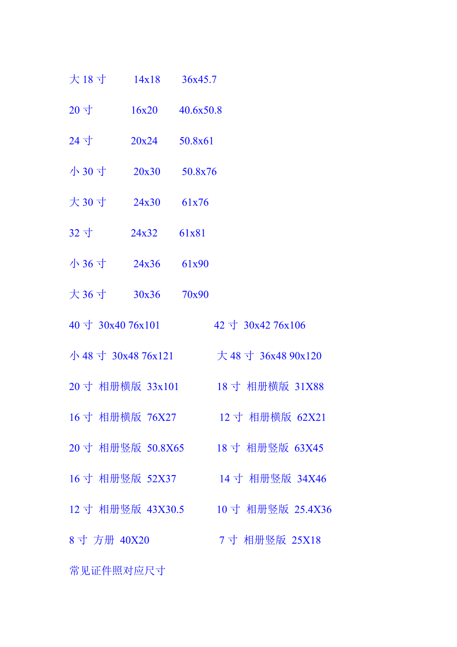 照片常规尺寸一览表.doc_第2页