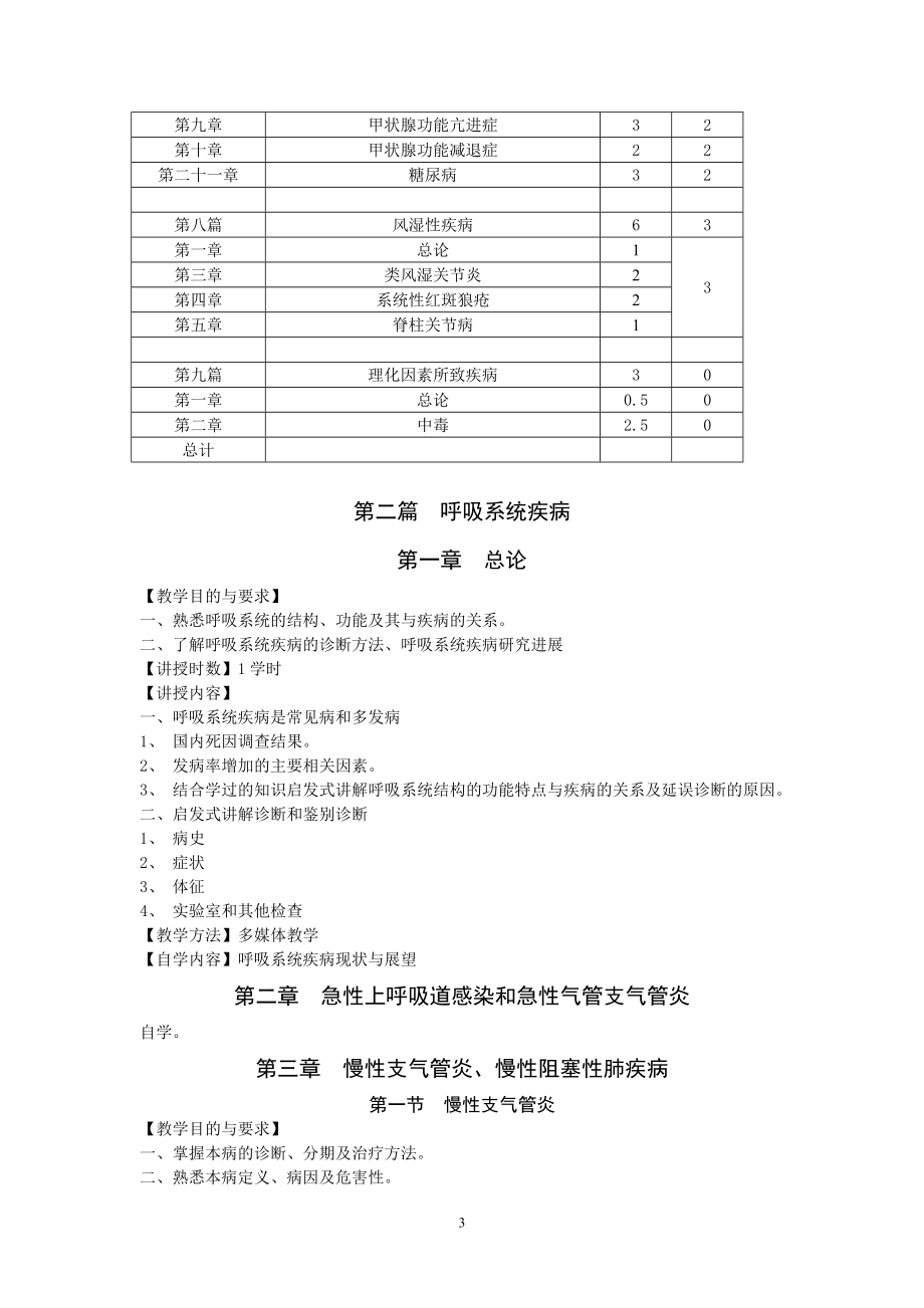 内科学五年制教学大纲_第3页