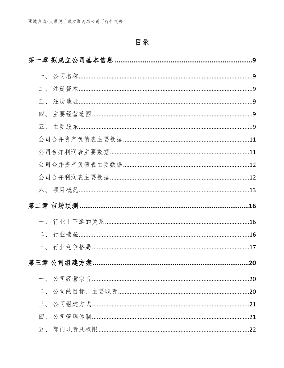 大理关于成立聚丙烯公司可行性报告模板范文_第2页