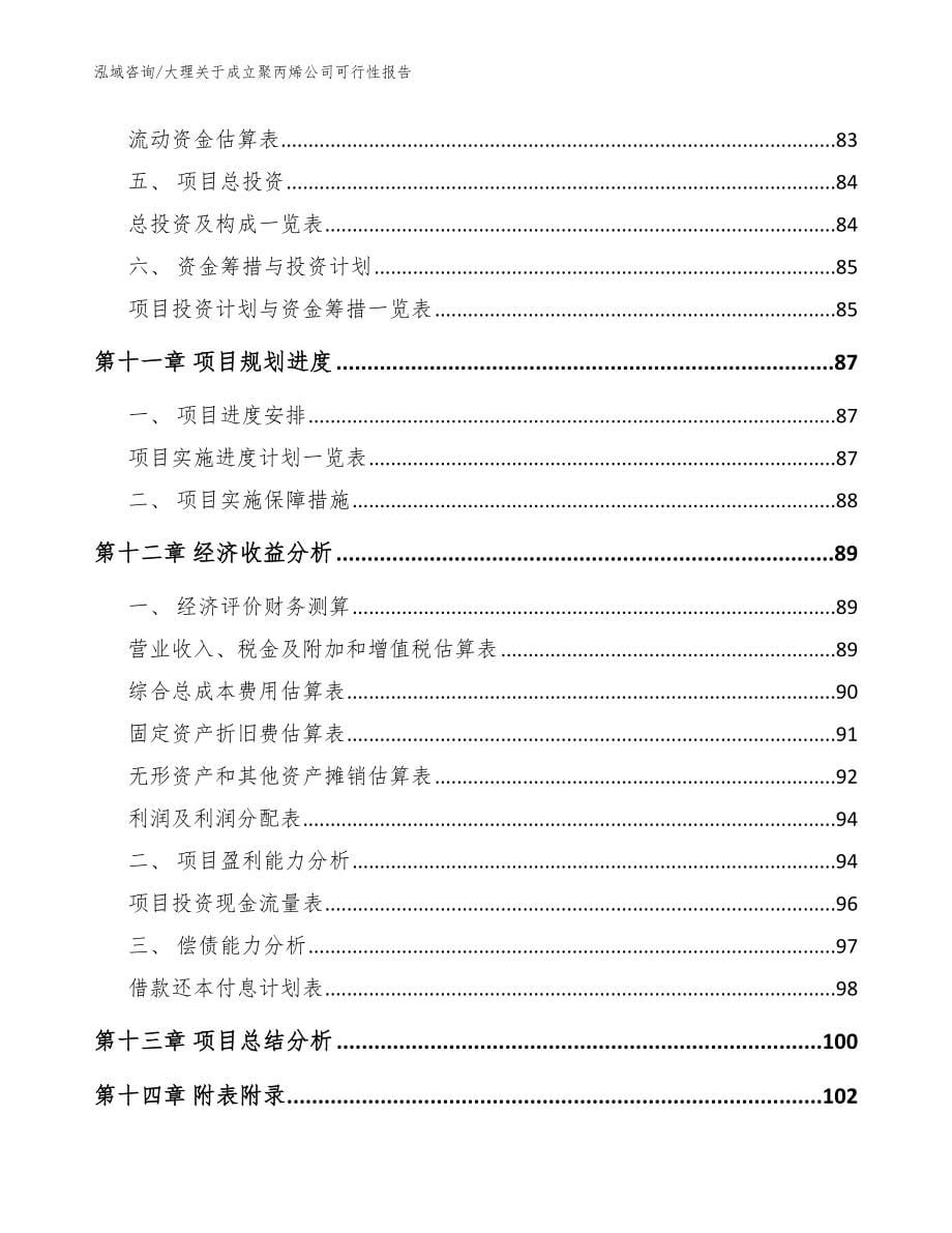 大理关于成立聚丙烯公司可行性报告模板范文_第5页