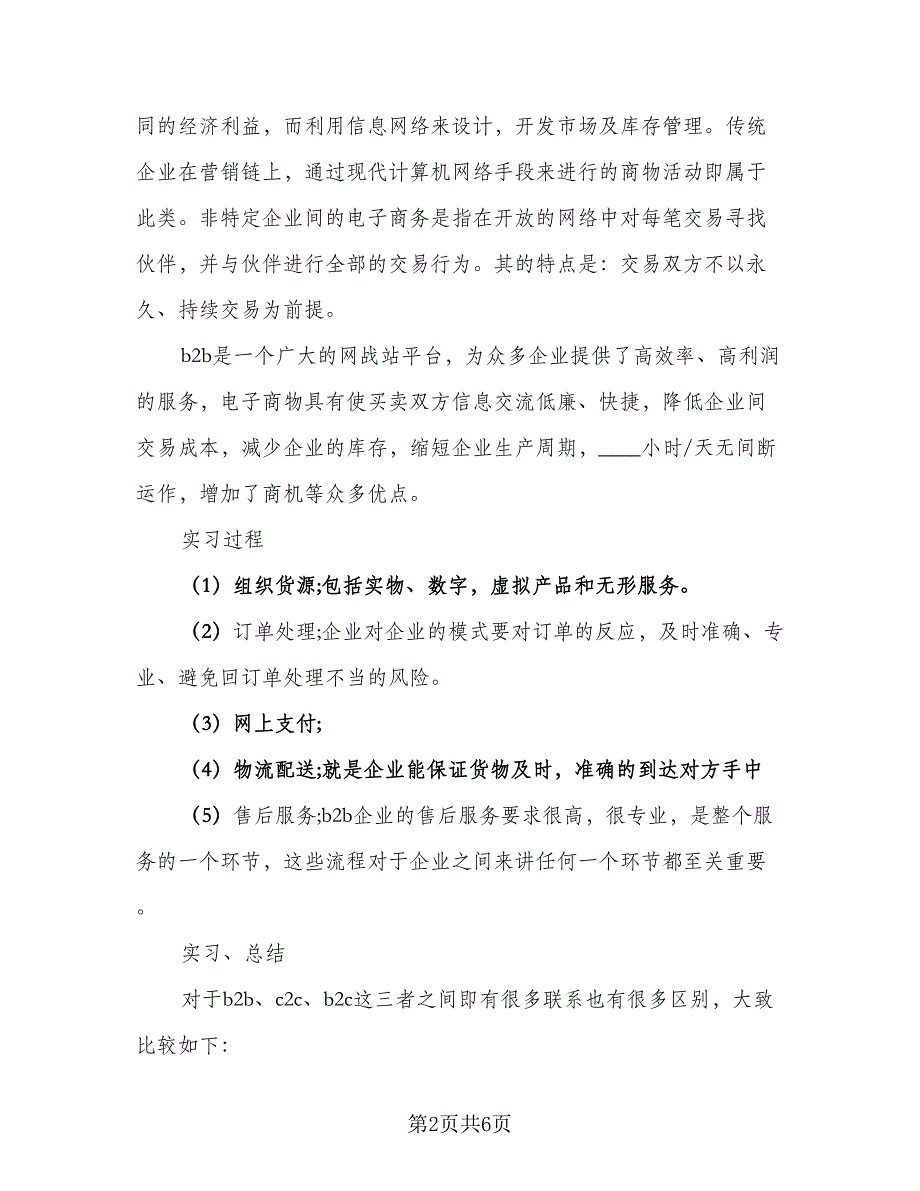 2023年电子商务实习总结标准范文（2篇）.doc_第2页