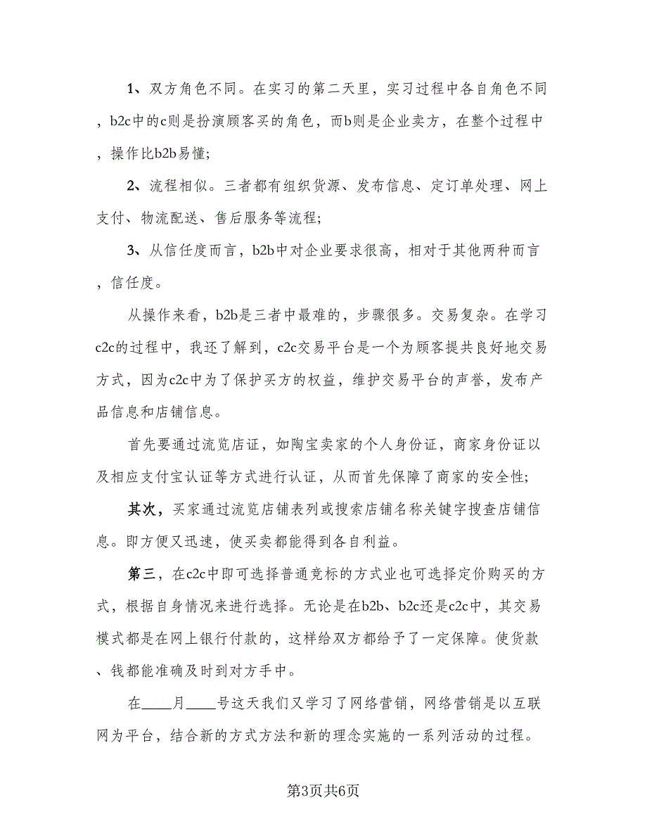 2023年电子商务实习总结标准范文（2篇）.doc_第3页