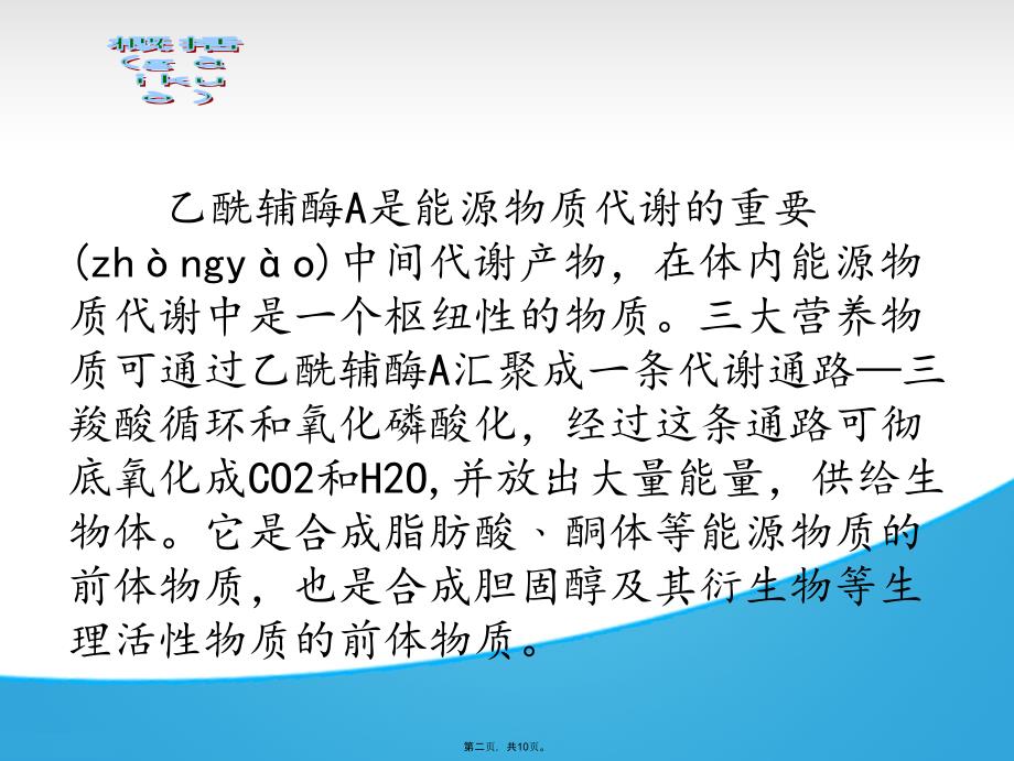 乙酰辅酶A的作用电子教案_第2页