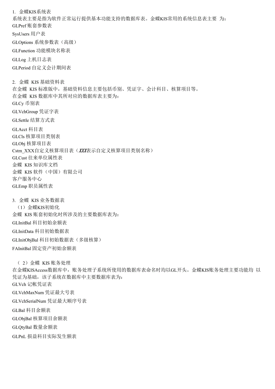 金蝶KIS数据库表解读_第1页