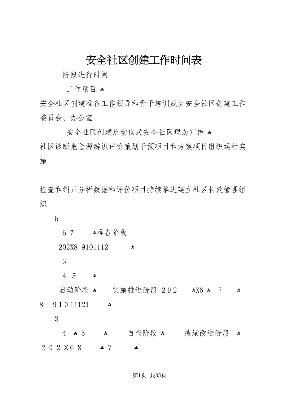 安全社区创建工作时间表_第1页