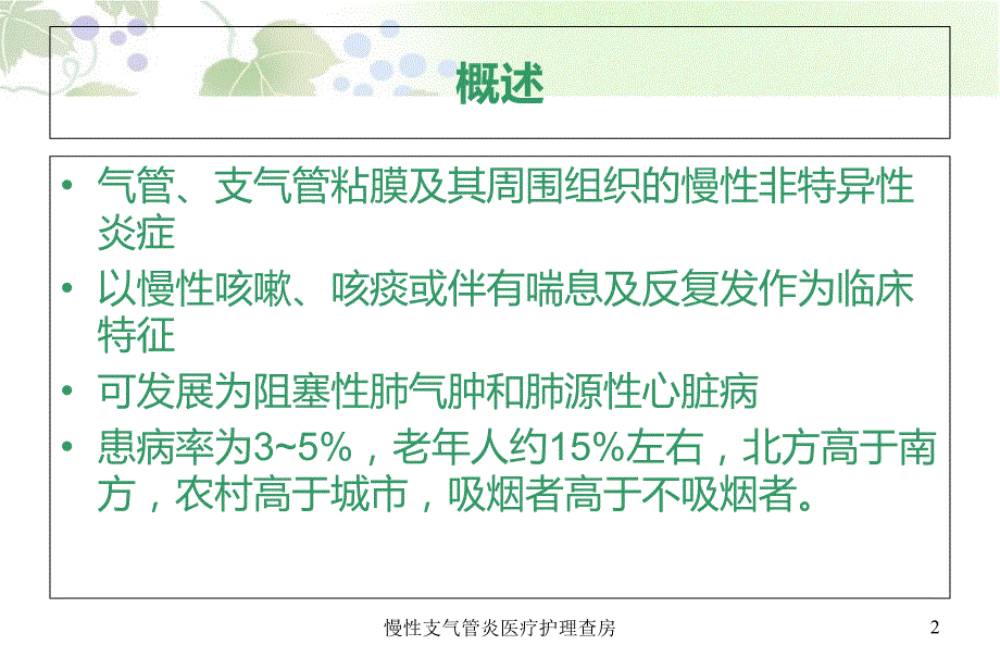 慢性支气管炎医疗护理查房培训课件_第2页