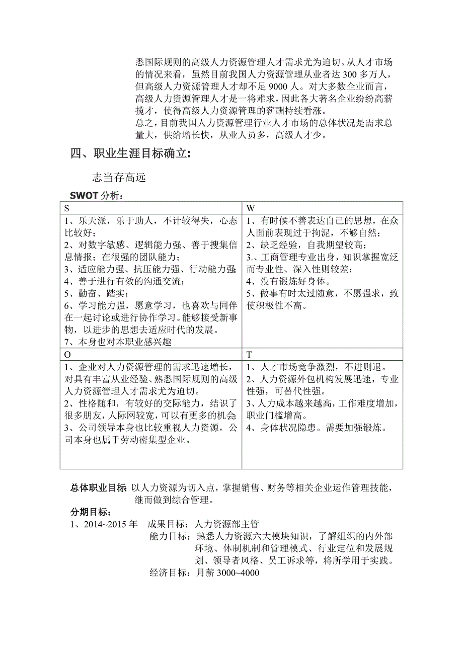 个人职业生涯规划书人力资源岗位_第2页