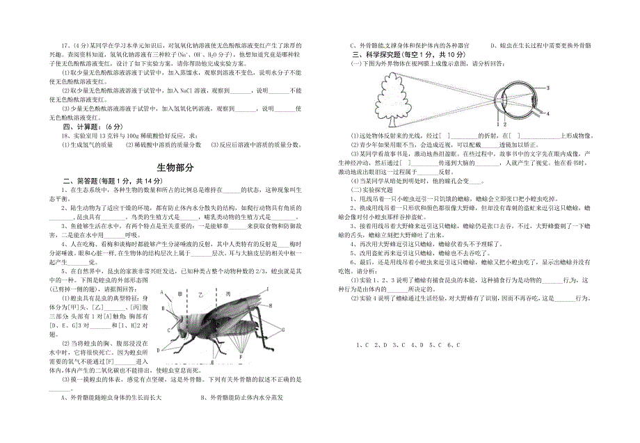 九年级2013年3月月考综合理科试题.doc_第4页