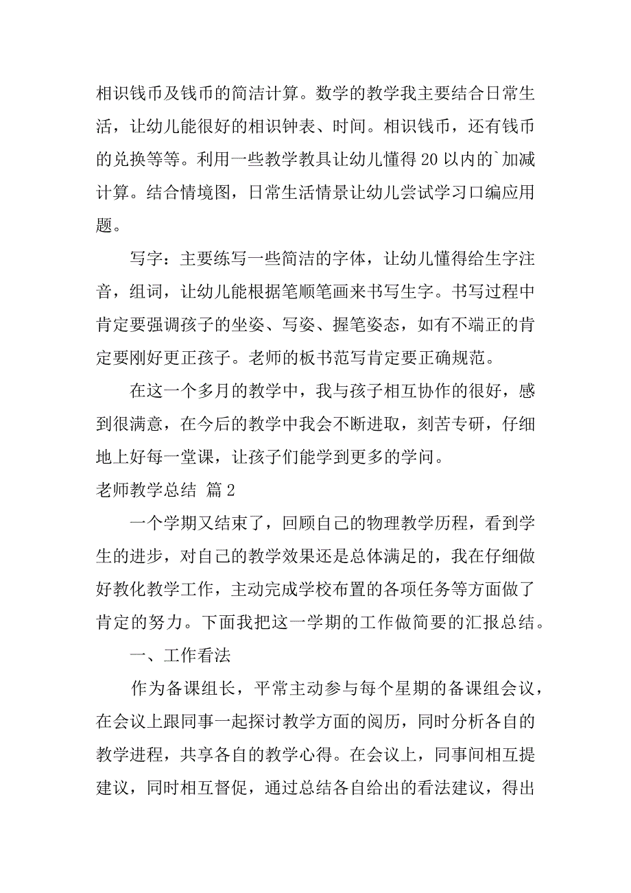 2023年教师教学总结模板篇_第2页