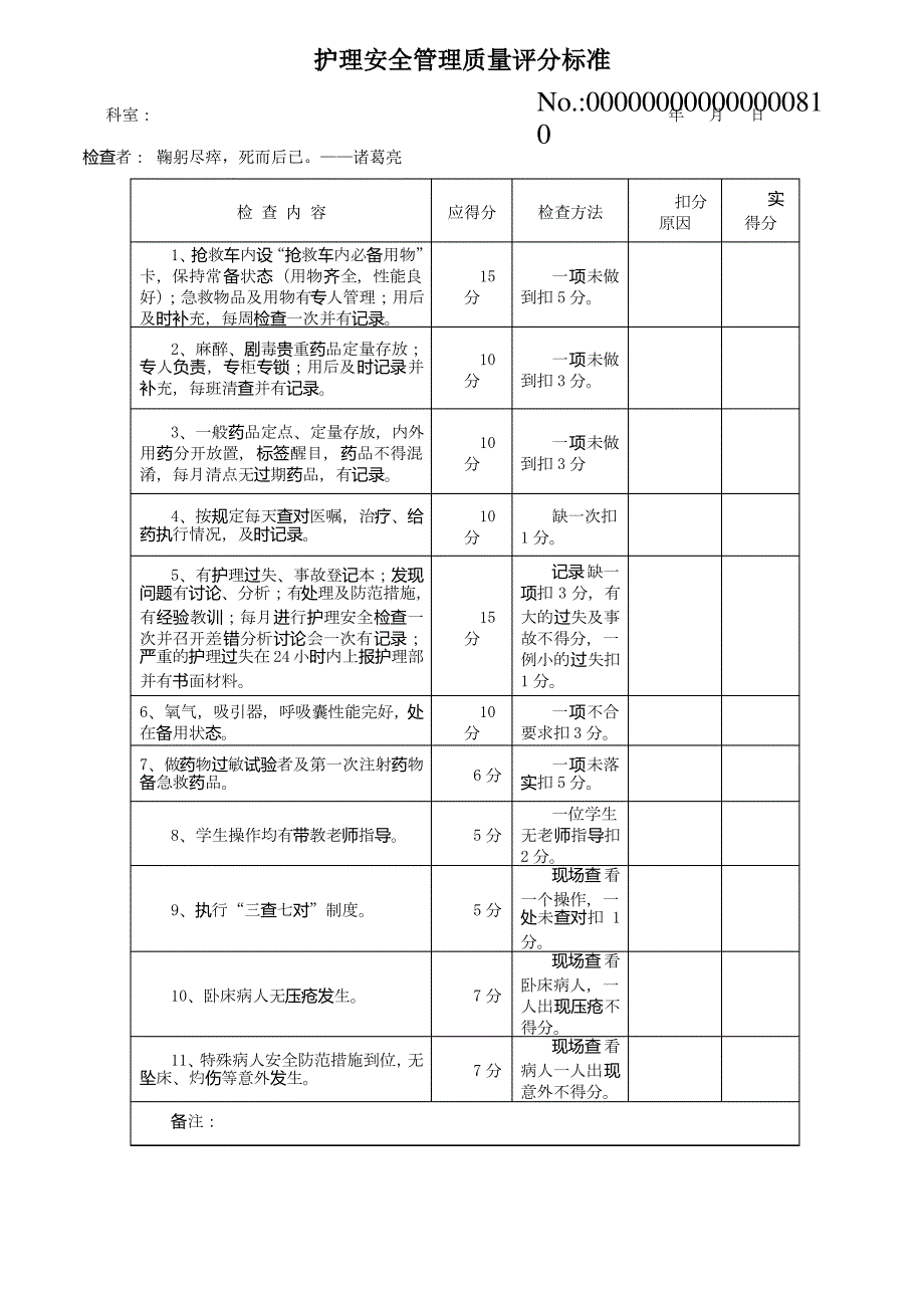 14、护理安全管理质量评分标准_第1页