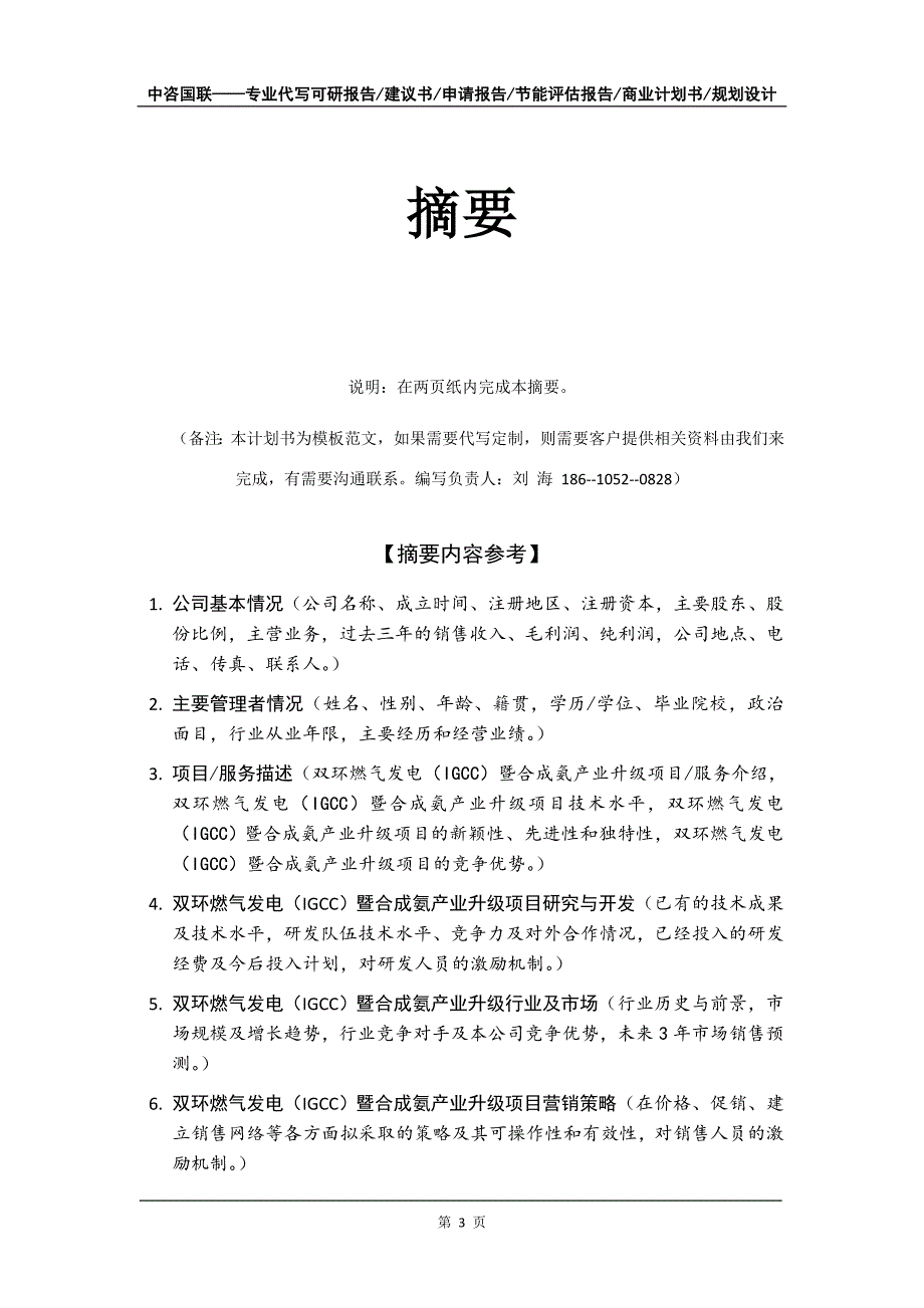 双环燃气发电（IGCC）暨合成氨产业升级项目商业计划书写作模板_第4页