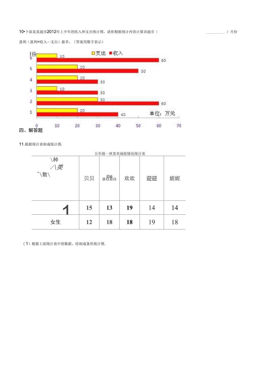 五年级上册数学同步练习4.3统计图北京版含解析_第5页