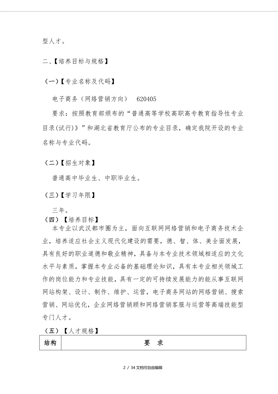 电子商务(网络营销方向)人才培养方案_第3页